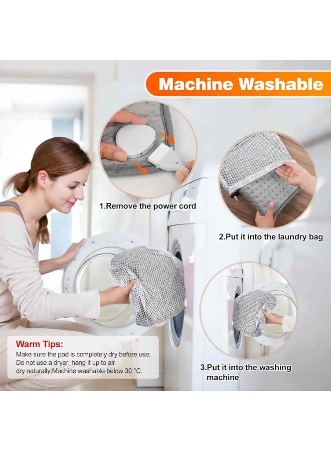 Mitoy Heating Pad,Electric Heat Pad with Automatic Switch-Off and 9 Temperature Levels Heating pad for Back Neck Shoulder Belly Heating Technology - Machine Washable-30x60cm,Grey - Image 5
